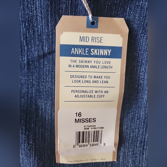 Women's Signature Levi's Strauss Mid Rise Ankle Skinny Dark Jeans Size 16 Misses - Picture 3 of 8